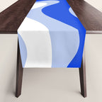 Modern Liquid Swirl Abstract Pattern Square Royal Blue, Light Blue, White Table Runner Gallery Image 1