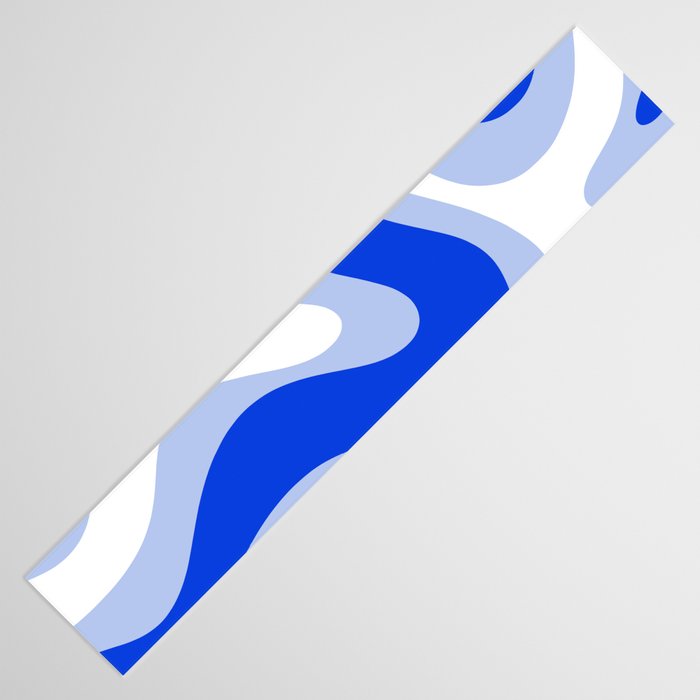 Modern Liquid Swirl Abstract Pattern Square Royal Blue, Light Blue, White Table Runner Gallery Image 3