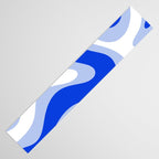 Modern Liquid Swirl Abstract Pattern Square Royal Blue, Light Blue, White Table Runner Gallery Image 3