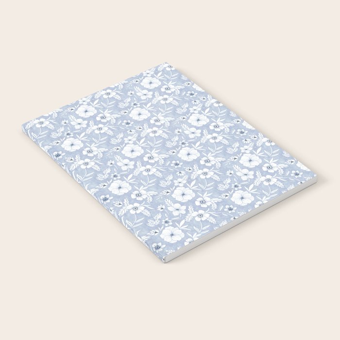 Hand drawn blue and white florals Notebook Gallery Image 2