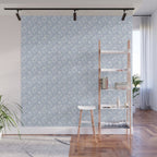 Hand drawn blue and white florals Wall Mural Gallery Image 1