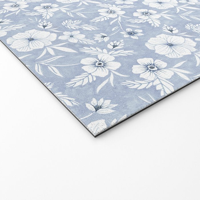 Hand drawn blue and white florals Welcome Mat Gallery Image 2