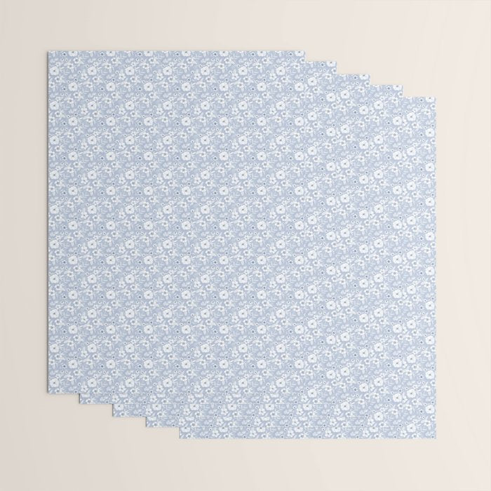 Hand drawn blue and white florals Wrapping Paper Gallery Image 3