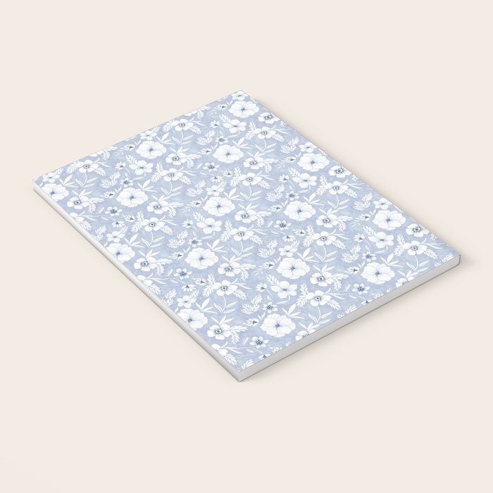 Hand drawn blue and white florals Notebook Gallery Image 3