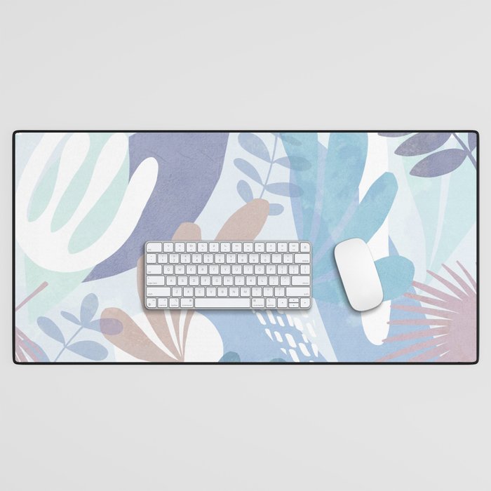 Tropical Boho Jungle Pattern 4 - Blue  Desk Mat Gallery Image 1