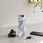 Tropical Boho Jungle Pattern 4 - Blue  Water Bottle Gallery Image 4