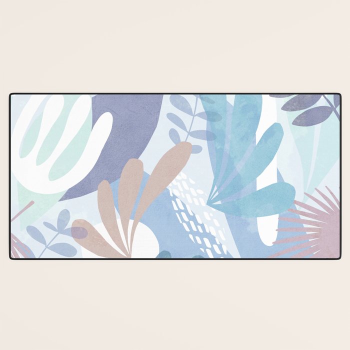Tropical Boho Jungle Pattern 4 - Blue  Desk Mat Gallery Image 3
