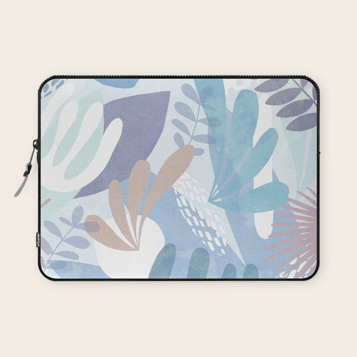 Tropical Boho Jungle Pattern 4 - Blue  Laptop Sleeve Gallery Image 1