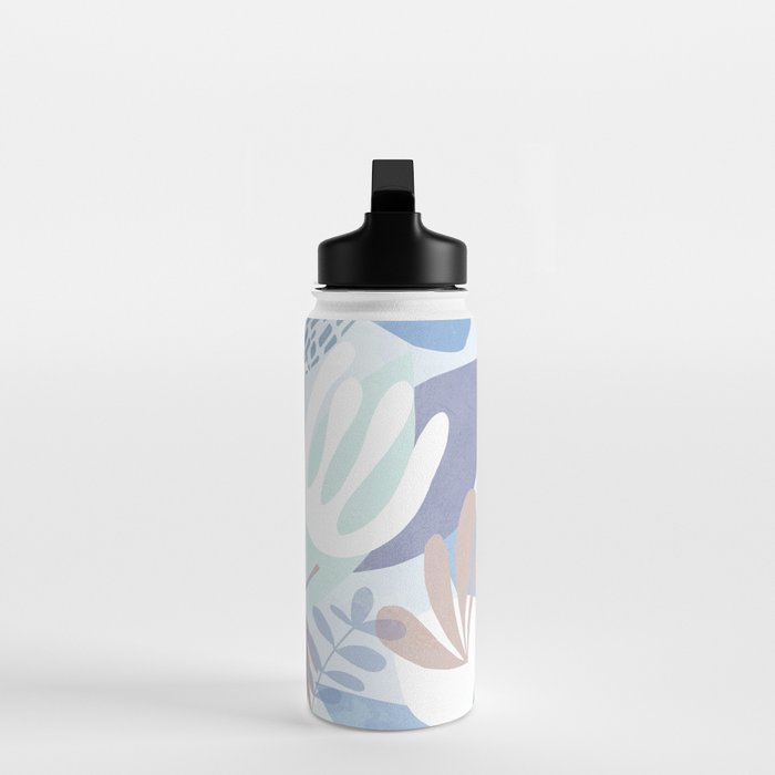 Tropical Boho Jungle Pattern 4 - Blue  Water Bottle Gallery Image 3