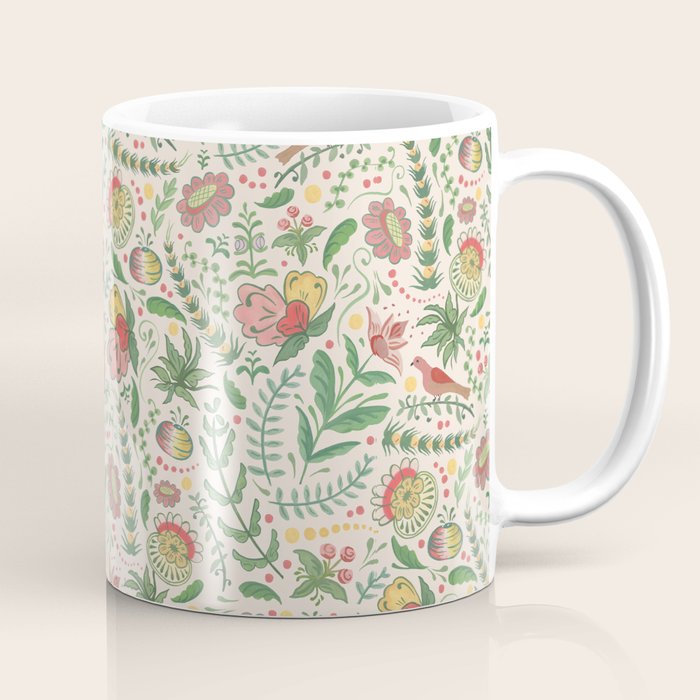 Swedish Floral - Cream Coffee Mug Gallery Image 1