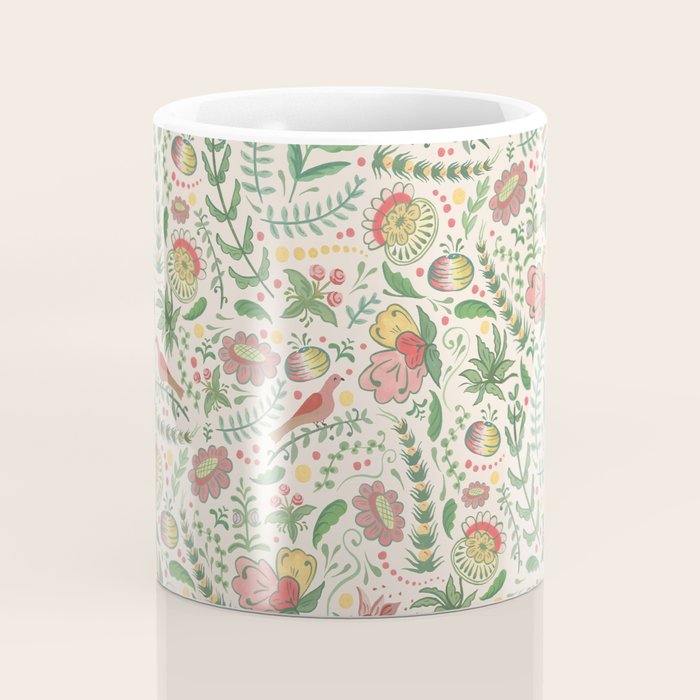 Swedish Floral - Cream Coffee Mug Gallery Image 4