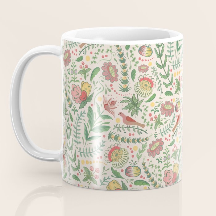 Swedish Floral - Cream Coffee Mug Gallery Image 3