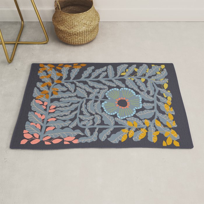 Fern leaves and flower Rug Gallery Image 1
