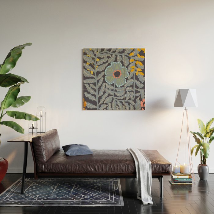 Fern leaves and flower Wood Wall Art Gallery Image 2
