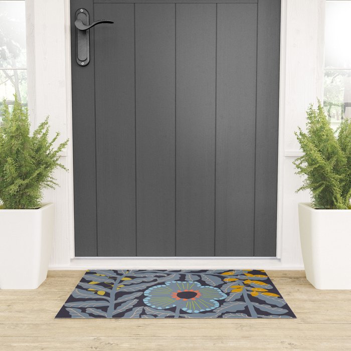 Fern leaves and flower Welcome Mat Gallery Image 3