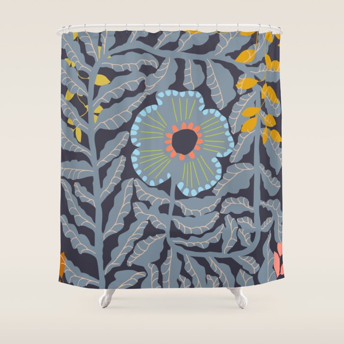 Fern leaves and flower Shower Curtain Gallery Image 1