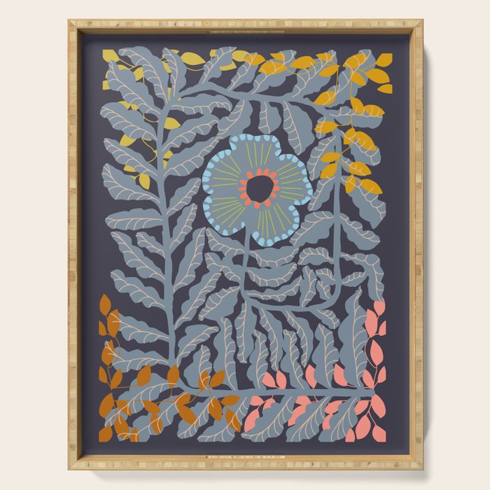 Fern leaves and flower Serving Tray Gallery Image 1