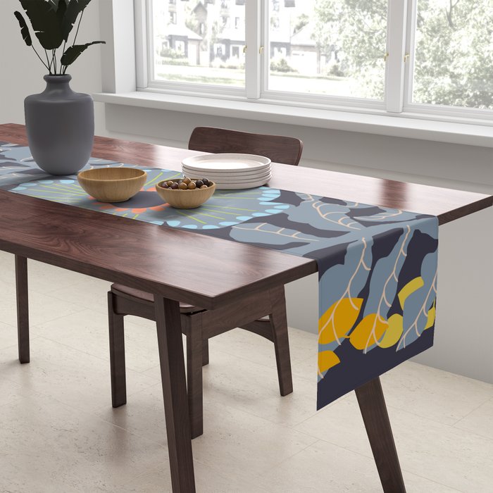 Fern leaves and flower Table Runner Gallery Image 2
