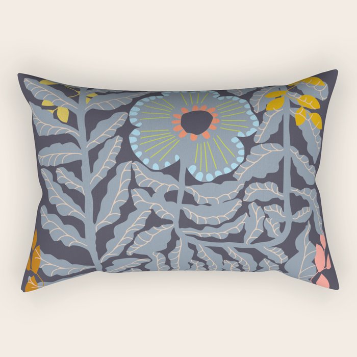 Fern leaves and flower Rectangular Pillow Gallery Image 1