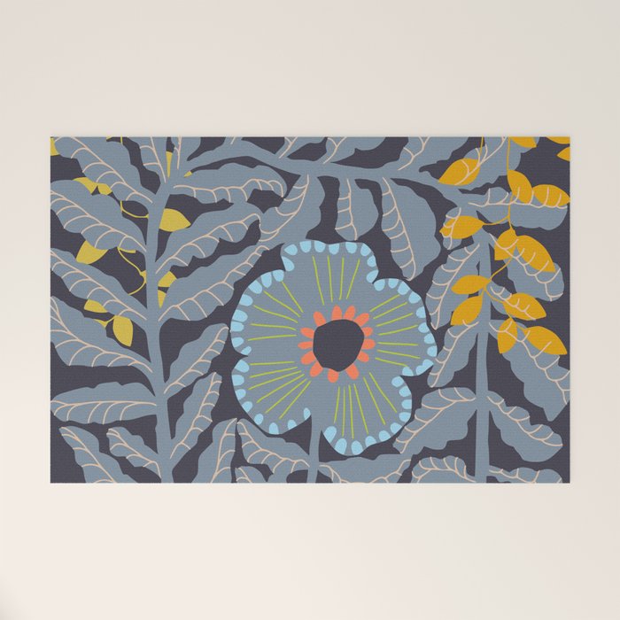 Fern leaves and flower Welcome Mat Gallery Image 1