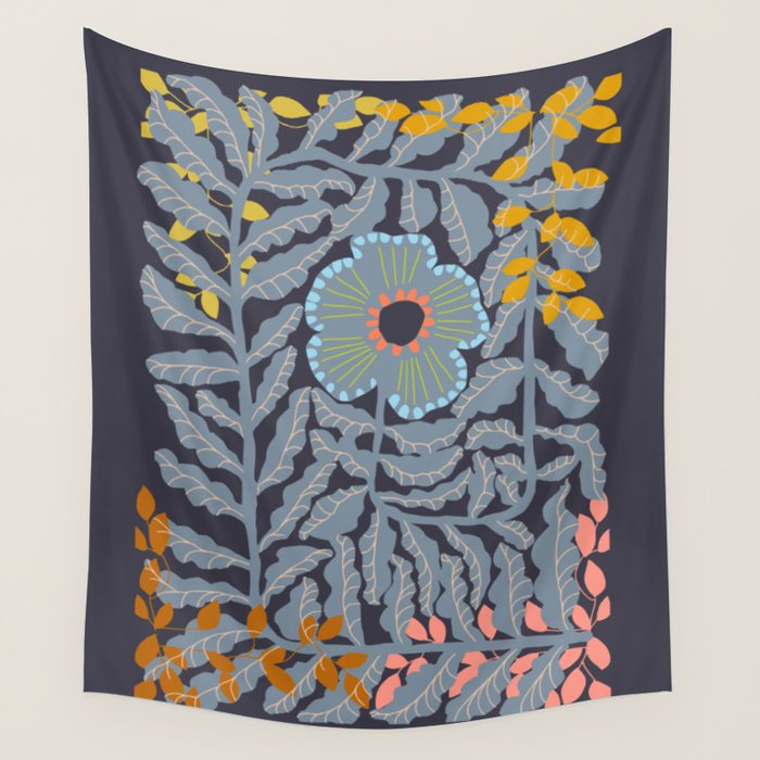 Fern leaves and flower Wall Tapestry Gallery Image 1