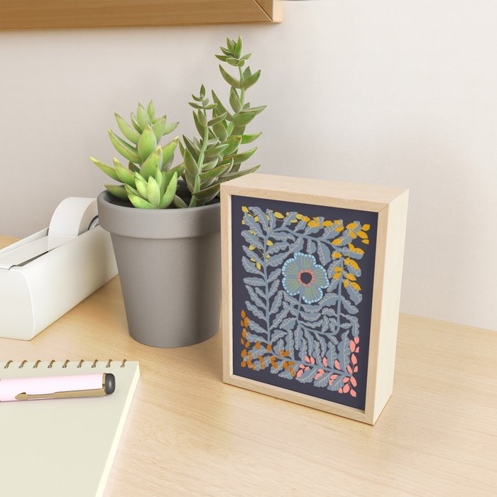 Fern leaves and flower Mini Art Print Gallery Image 2