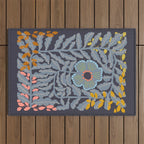 Fern leaves and flower Outdoor Rug Gallery Image 1
