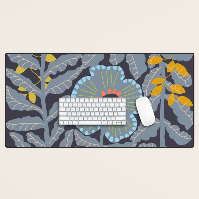 Fern leaves and flower Desk Mat Gallery Image 1