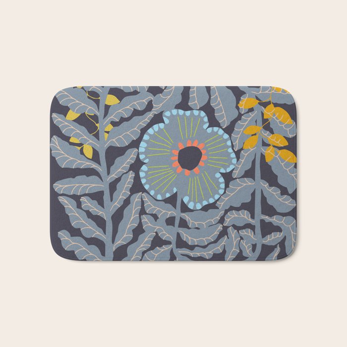 Fern leaves and flower Bath Mat Gallery Image 1