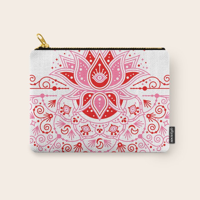 Lotus Blossom Mandala - Red & Pink Palette Carry All Pouch Gallery Image 1