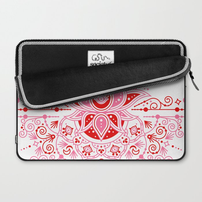 Lotus Blossom Mandala - Red & Pink Palette Laptop Sleeve Gallery Image 2