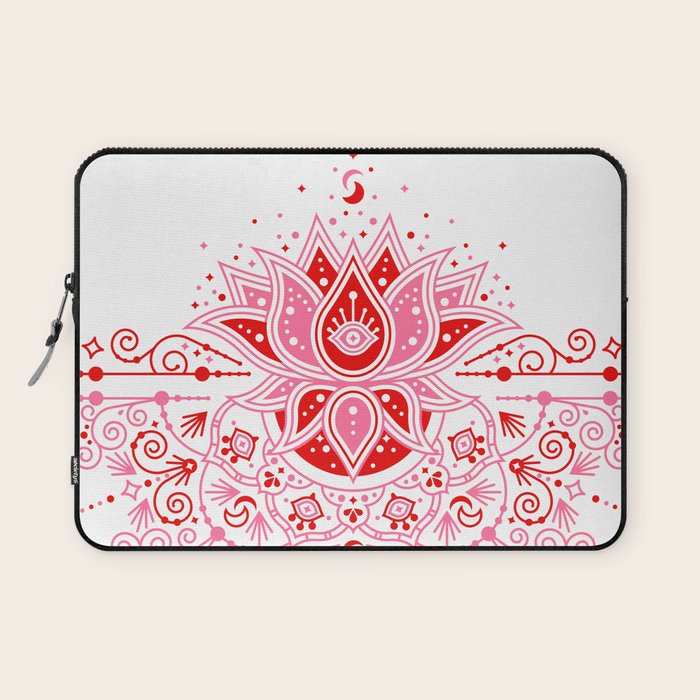 Lotus Blossom Mandala - Red & Pink Palette Laptop Sleeve Gallery Image 1