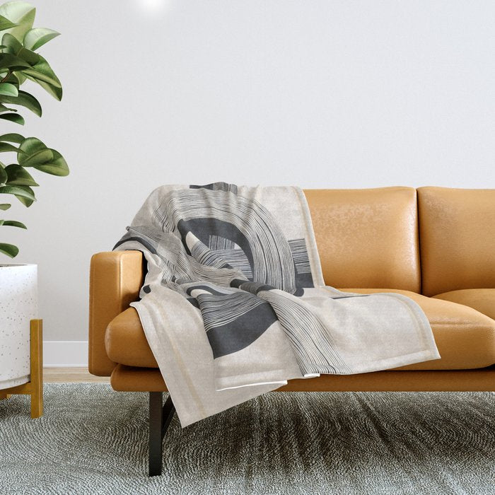 Interwoven Lines Abstract Art 1 Throw Blanket Gallery Image 1