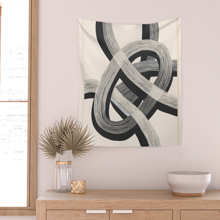Interwoven Lines Abstract Art 1 Wall Tapestry Gallery Image 2
