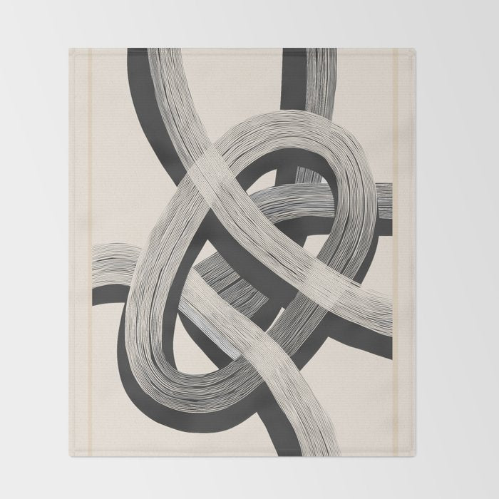 Interwoven Lines Abstract Art 1 Throw Blanket Gallery Image 2