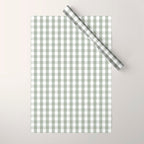 Desert Sage Grey Green and White Gingham Check Wrapping Paper Gallery Image 1