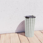 Desert Sage Grey Green and White Gingham Check Travel Mug Gallery Image 4