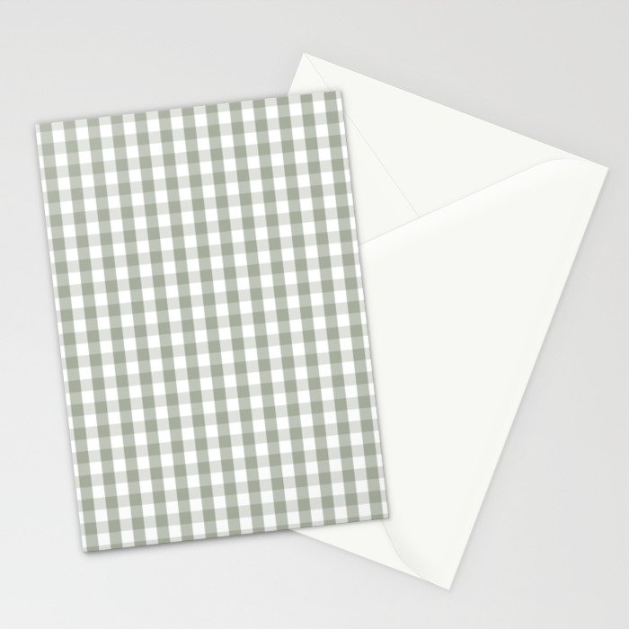 Desert Sage Grey Green and White Gingham Check Stationery Card Gallery Image 2