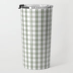 Desert Sage Grey Green and White Gingham Check Travel Mug Gallery Image 3