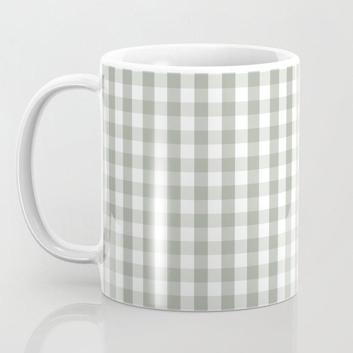 Desert Sage Grey Green and White Gingham Check Coffee Mug Gallery Image 3