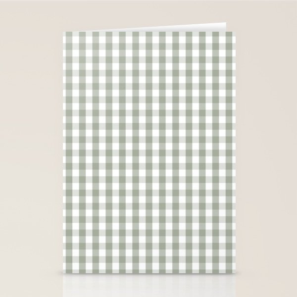 Desert Sage Grey Green and White Gingham Check Stationery Card Gallery Image 2