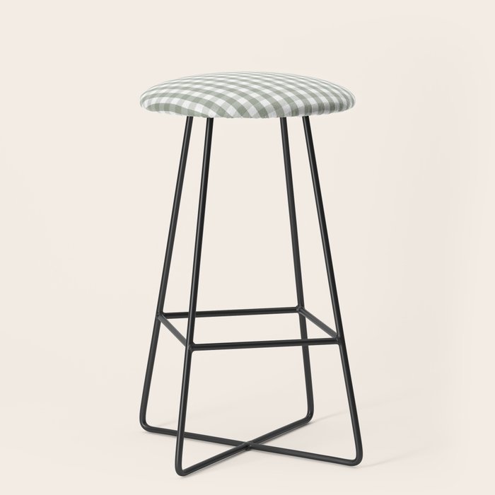 Desert Sage Grey Green and White Gingham Check Stool Gallery Image 1