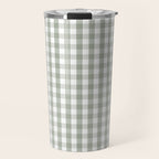 Desert Sage Grey Green and White Gingham Check Travel Mug Gallery Image 1