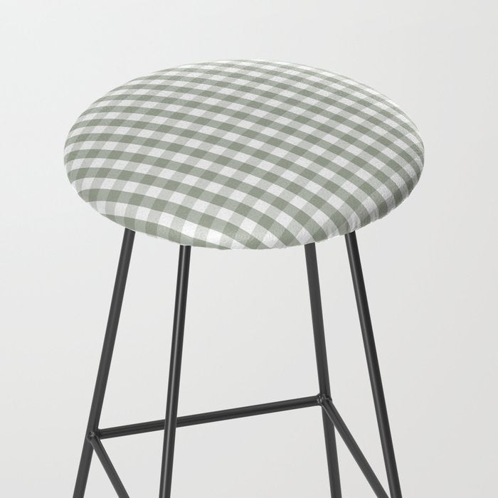 Desert Sage Grey Green and White Gingham Check Stool Gallery Image 2