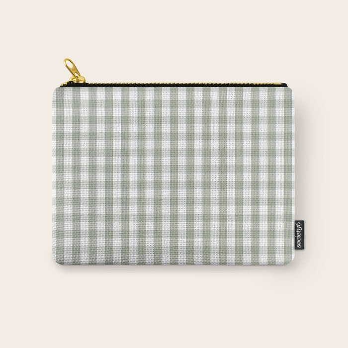 Desert Sage Grey Green and White Gingham Check Carry All Pouch Gallery Image 1
