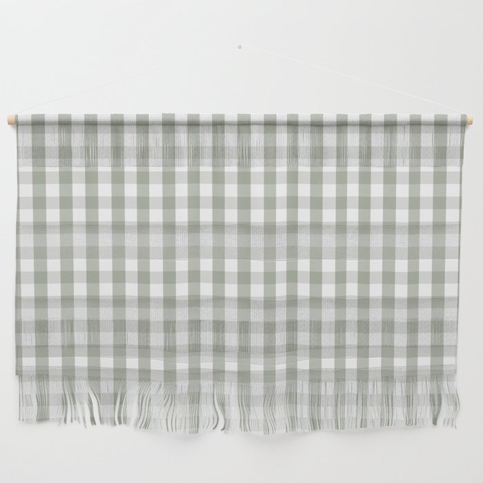 Desert Sage Grey Green and White Gingham Check Wall Hanging Gallery Image 1
