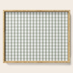 Desert Sage Grey Green and White Gingham Check Serving Tray Gallery Image 1