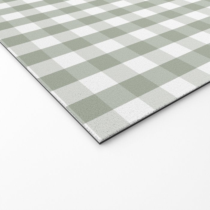 Desert Sage Grey Green and White Gingham Check Welcome Mat Gallery Image 2