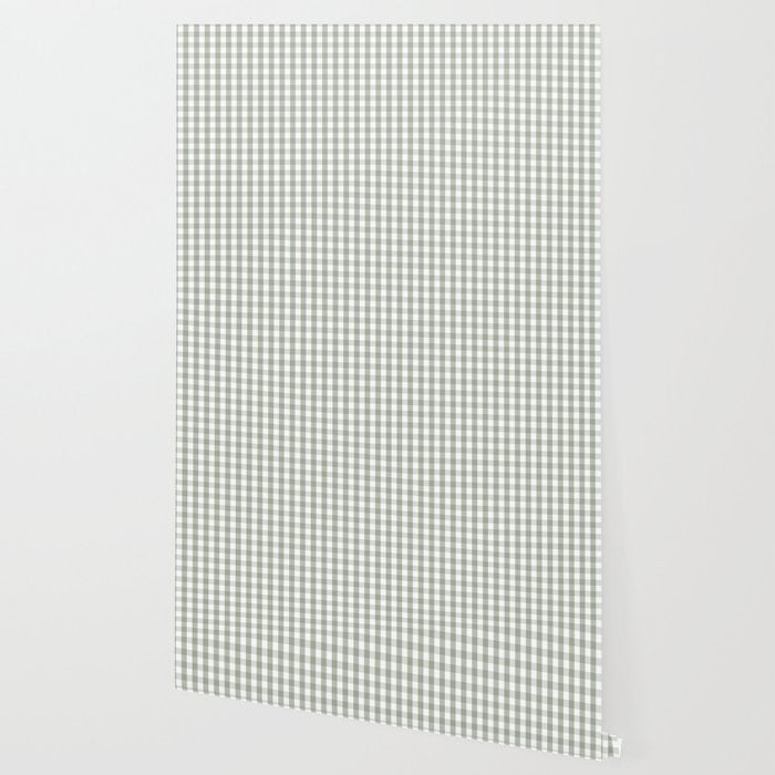 Desert Sage Grey Green and White Gingham Check Wallpaper Gallery Image 2
