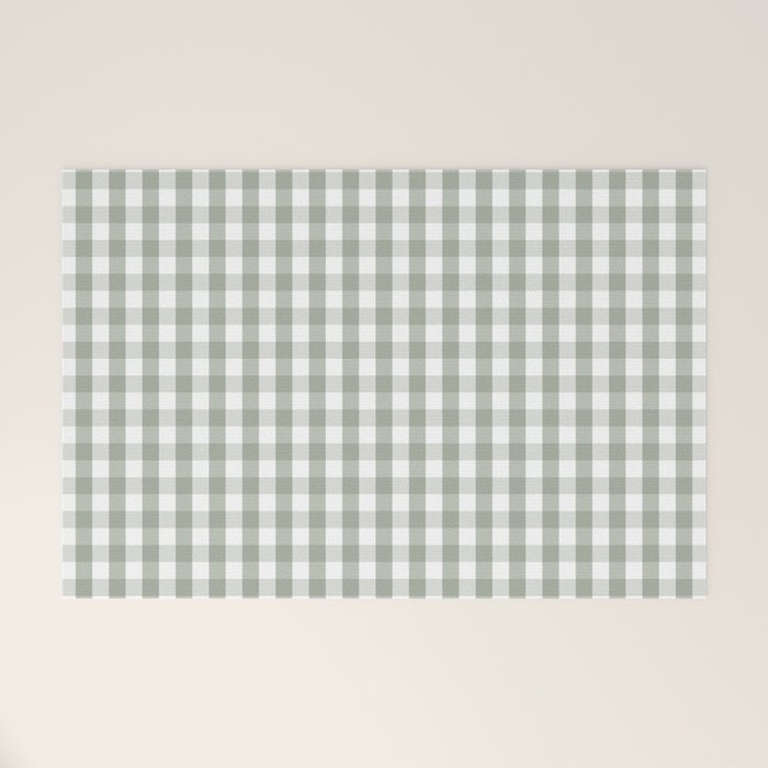 Desert Sage Grey Green and White Gingham Check Welcome Mat Gallery Image 1